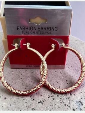 Gold Twisted Hoop Earrings